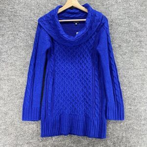 New Hannah Sweater Pullover Women M Medium Blue Knit Cowl Neck Long Sleeve
